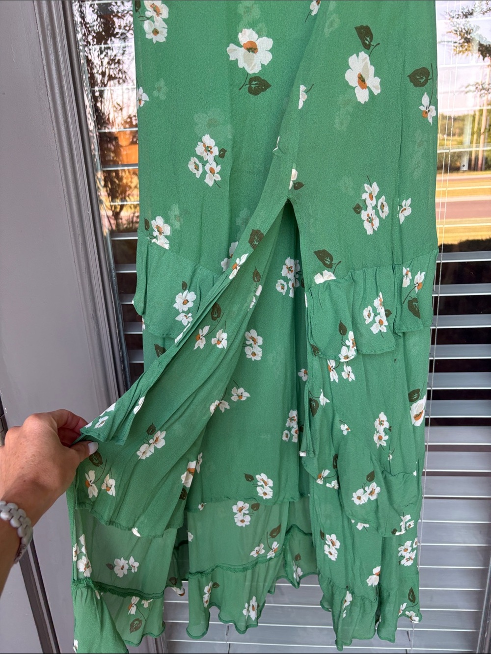 Reformation Indy Green Floral Strapless Midi Dress - Picture 5 of 12